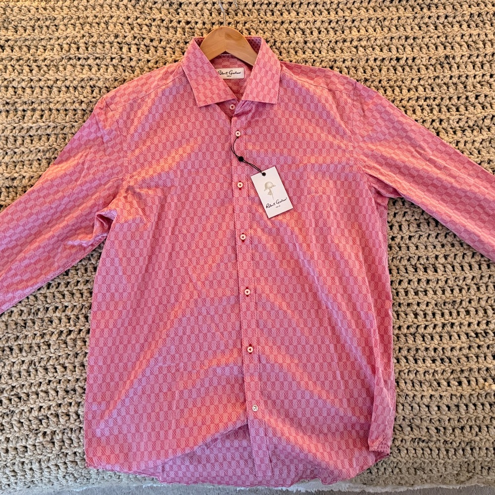 NWT - Robert Graham - Pink Geometric Men's Shirt